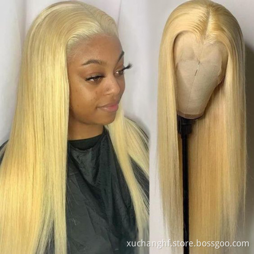 180 Density Virgin Hd Transparent Swiss Lace Front Hair Wigs,13x6 Lace Frontal Wigs ,613 Blonde Human Hair Wigs